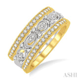 1/2 Ctw Round Cut Diamond Triple Band Set in 14K White and Yellow Gold