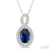 Oval Shape Gemstone & Diamond Pendant