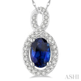 Oval Shape Gemstone & Diamond Pendant