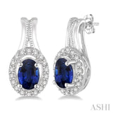 Oval Shape Gemstone & Diamond Earrings