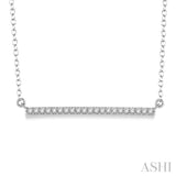 1/6 Ctw Horizontal Bar Round Cut Diamond Pendant With Link Chain in 10K White Gold