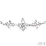 Silver Fleur De Lis Lariat Diamond Bracelet