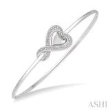 Silver Diamond Heart Shape Flexi Bangle