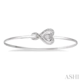 Silver Diamond Heart Shape Flexi Bangle