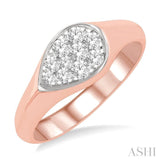 1/3 ctw Pear Shape Lovebright Diamond Ring in 14K Rose and White Gold