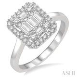 5/8 ctw Baguette & Round Cut Diamond Ring in 14K White Gold