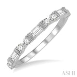 1/2 ctw Segmented Art Deco Baguette and Round Cut Diamond Stackable Band in 14K White Gold