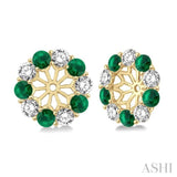 2.90 MM Round Cut Emerald and 1 Ctw Round Cut Diamond Earring Jacket in 14K Yellow Gold