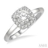1/3 ctw Cushion Shape Halo Diamond Engagement Ring With 1/4 ctw Round Cut Diamond Center Stone in 14K White Gold