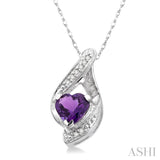 Heart Shape Gemstone & Diamond Pendant