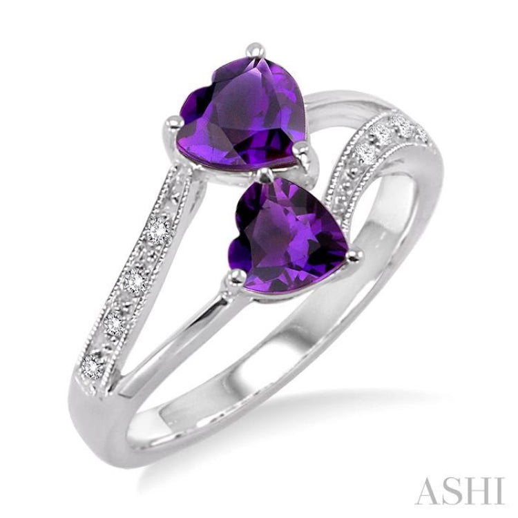 Heart Shape Gemstone & Diamond Fashion Ring