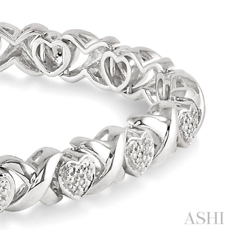 Silver Heart Shape Diamond Bracelet