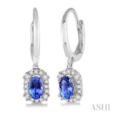 Oval Shape Gemstone & Diamond Earrings