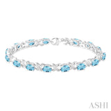 Oval Shape Silver Gemstone & Diamond Bracelet