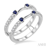 2.10 MM Round Cut Sapphire and 1/3 Ctw Round Cut Diamond Insert Ring in 14K White Gold