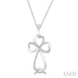 Silver  Heart Shape Diamond Fashion Cross Pendant