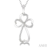 Silver  Heart Shape Diamond Fashion Cross Pendant