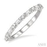 3/8 Ctw Baguette and Round Cut Diamond Stackable Band in 14K White Gold