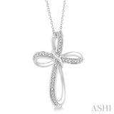 1/50 ctw Infinity Cross Round Cut Diamond Pendant With Chain in Silver
