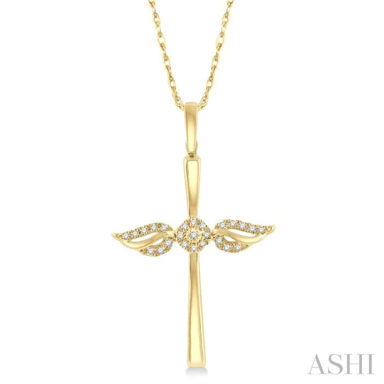 Angel Wings Cross Diamond Pendant