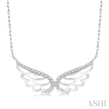 1/6 ctw Angel Wings Round Cut Diamond Necklace in 10K White Gold