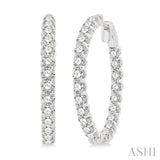 5 ctw Round Cut Diamond In-Out Hoop Earring in 14K White Gold