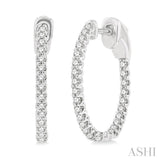1/2 ctw Round Cut Diamond In-Out Hoop Earring in 14K White Gold