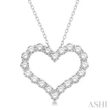 4 ctw Heart Shape Round Cut Diamond Pendant With Chain in 14K White Gold