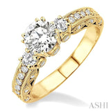 1/2 Ctw Diamond Semi-Mount Engagement Ring in 14K Yellow Gold
