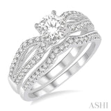 1/2 Ctw Diamond Bridal Set with 3/8 Ctw Round Cut Engagement Ring and 1/10 Ctw Wedding Band in 14K White Gold