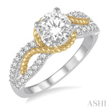 1/6 Ctw Round Diamond Semi-Mount Engagement Ring in 14K White and Yellow Gold