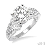 7/8 Ctw Diamond Semi-Mount Engagement Ring in 14K White Gold