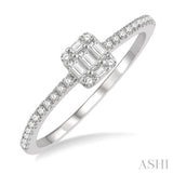 1/4 ctw Cushion Shape Baguette and Round Cut Diamond Fashion Promise Ring in 10K White Gold