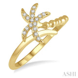 1/10 ctw Palm Tree Round Cut Diamond Petite Fashion Ring in 10K Yellow Gold