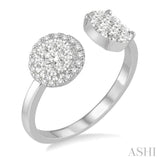 1/2 Ctw Round and Oval Shape Diamond Lovebright Ring in 14K White Gold
