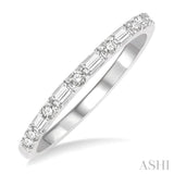 1/3 Ctw Alternating Baguette and Round Cut Diamond Wedding Band in 14K White Gold