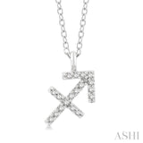 1/10 ctw Sagittarius Round Cut Diamond Zodiac Pendant With Chain in 10K White Gold